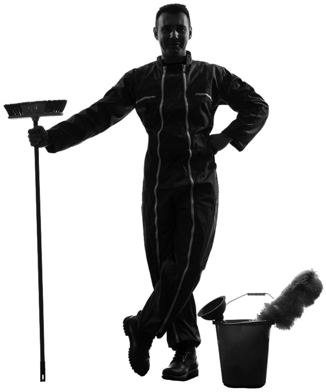 A male domastic cleaner at work